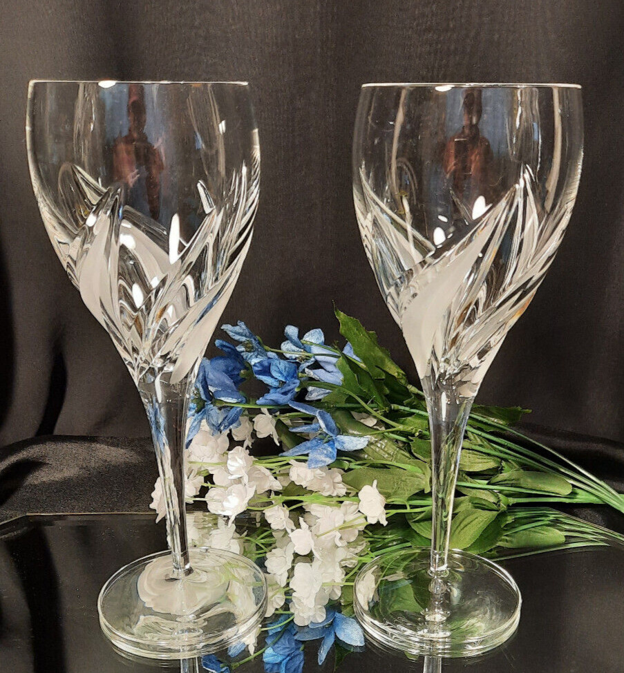 2 Poltar «Savannah» 9″ Crystal Swirling Flame Goblets Glasses for Wine/Water