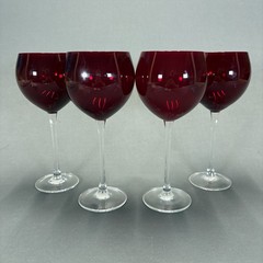 Lenox Crystal Holiday Gems Red Ruby Balloon Goblets Glasses 8 7/8″ Set of 4