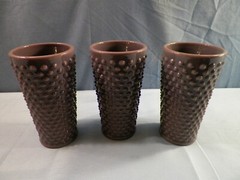 Set of 3 Mosser From Fenton Mold Eggplant Purple Glass Hobnail Iced Tea Tumblers