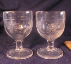 Greentown Glass berry spray pattern #15 wine glass egg cup pair H2
