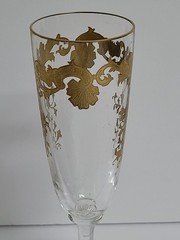 Antique St Louis Crystal Gold Encrusted Gilt Decorated Massenet Toasting Flute