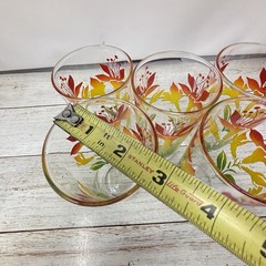 Set of 5 Vintage Juice Glasses, Red Yellow & Green Floral, Retro