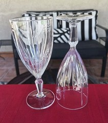 Mikasa Crystal Footed Iced Tea Glasses Set of 2 Vertical Cut w Original Sticker