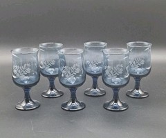 Pfaltzgraff Yorktowne Blue Frosted 8 oz Goblets Water Glass Stemware Set of 6