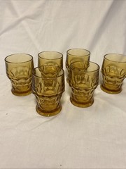 Set Of 6 Vintage Anchor Hocking Georgian Honeycomb Amber Tumblers