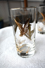 Set of 4 Golden Mallard geese/duck Libby tall Cocktail Highball glasses set