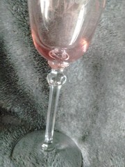 Pink Wine Water Goblet 8 1/4” 10oz Elegant Etched Glass