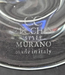 MURANO ZECCHIN DUE ZETA TRIX WINE GLASS ITALIAN CRYSTAL BLUE STEM-PERFECT!