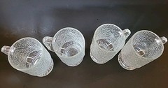 Set Of Four Indiana Glass «Ice» Footed Mugs Each 5.5 Inches Tall.