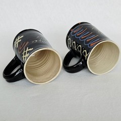 Set of 2 Vintage MCM Karlsruhe Germany Art Pottery Mugs