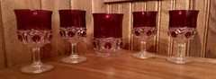 «RARE» EAPG Antique Ruby Red Riverside Glass Works wine glasses No. 420