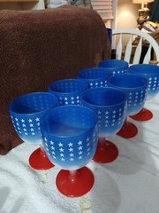 Bartlett Collins Patriotic Americana Stars Stripes American Flag 8 Goblets