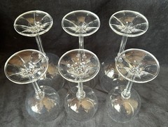 Bohemia Crystal «Isabelle» Water & Wine Glasses Faceted Stem Set of SIX