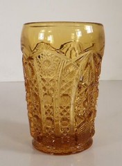 Imperial DAISY AND BUTTON Amber Glass Tumbler (s) LOT OF 4 Star Cane