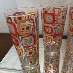 MCM Atomic Set Of Four Geometric Design Glasses 60s 