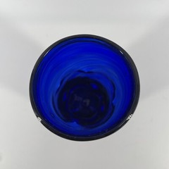 Cobalt Blue Glass Handmade Tumbler Flower Vase Glass Dimpled Rough Bottom