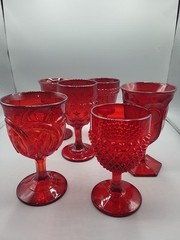6 L. G. Wright Glass Red Summer Patriotic Republican Party Assorted Unique Set