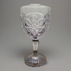 C 1909 PROSPERITY FERRIS WHEEL BY INDIANA GLASS Pink Clear & 6 1/2″ H GOBLET VTG