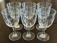 Noritake Sasaki Bamboo Etched Stemmed Wine Glasses 4 1/4” Set Of 6