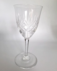 Vintage Cut Crystal Wine Glasses Set of 4 Diamond Fan Claret Stems 5.5