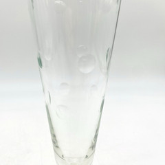 Set of 8 Mountaineer Glass Pilsner Flute Hand Cut Coin Dot Short Stem Round Foot