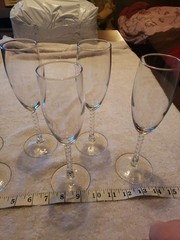 crystal d’arques champagne flutes Set 6 2″ X 6 1/4″ Twisted Stem