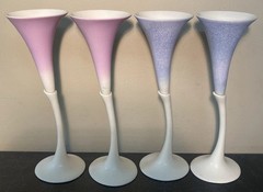 Newman Ceramic Works Set (4) Calla Lily Champagne Flutes Signed EUC Gorgeous