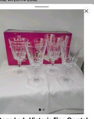 Vintage Lady Victoria Fine Crystal Stemware Chantelle 2 oz. Set Of 8