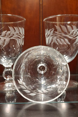 VTG Set of 4 Libbey Water Goblets Wheat Glasses (Stem 3003 Cut) Discontinued