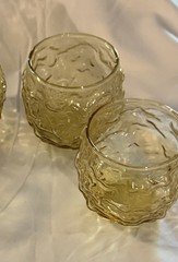 4 Anchor Hocking Lido Milano Honey Gold Amber Roly Poly Vintage Tumblers