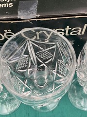 SET(4) VTG Kobe Crystal Diamond Cut 7 oz Wine Goblets W.Germany 6.75″H