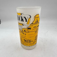 Vintage Kentucky State Souvenir Glass Frosted Tumbler Hazel Atlas MCM Cowboy
