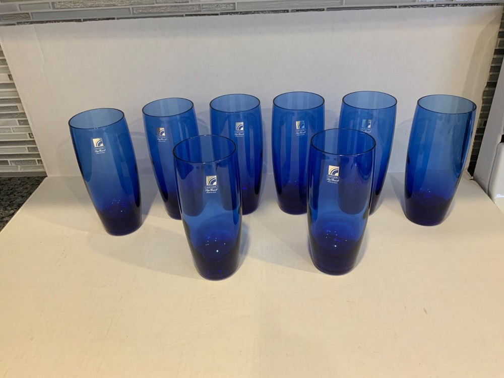 Luigi Bormioli Michelangelo Tumbler Cobalt Blue 14 oz Highball Glass Set of 8