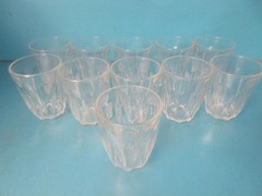 LOT OF 10 VETRAVIR ART DECO CLEAR TUMBLERS JUICE GLASSES 3-1/4″ MCM 4 OZ ITALY