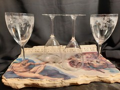 4 Vintage/Antique Fostoria MELROSE Needle Etch Water Goblets Wine Glasses Set