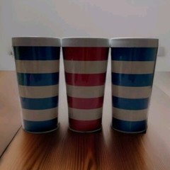 THERMO SERVE 12oz Striped TUMBLERS VTG 70s Set Of 3~E1