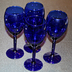 Pottery Barn Cobalt Blue Set Of Four Glasses