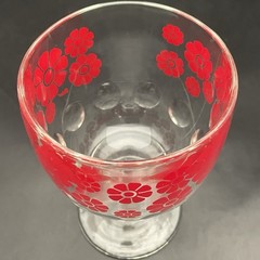 Bartlett Collins Red Daisies Flower Power Goblet/Schooner Made in USA 14oz 6”t