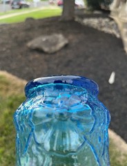 Anchor Hocking Laser Blue Rainflower 3 1/8″ Old Fashion Juice MCM – Set of 4