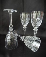 Vtg 4 Rogaska Gallia Crystal Etched Wine Glasses Zipper Stem H 7 3/4″