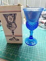Vintage Avon Fostoria Blue Glass Martha Washington Goblet with box