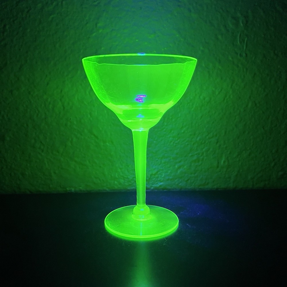 Vintage Uranium Glass Stemware Wine Glass Cocktail Dessert Glass Small 4.5”