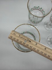 Set Of 4 Libby Vintage Christmas Holly & Berry Water Goblets With Gold Rim