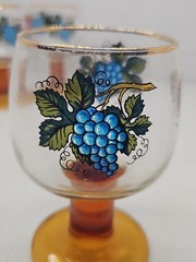 3 Vintage Roemer Romer Wine Glasses From Switzerland Amber Pedestal Gold Rim