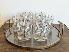 Set Of 6 Vintage 1960s MCM Cera «The Forehand» DOF Cocktail Glasses – Tennis