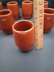 Set of 8: Vintage Lancers Terra Cotta Wine Cups, Brown Glaze, 1970s, Ceramic Mug