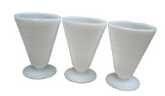 Vintage 1930s Milk Glass Tiered Pedestal Round Base Tumbler/Goblet 4″