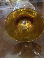 Vintage Golden Amber Bee Hive Stem Grape Motif Wine Goblet
