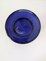 Antique Bohemian Czech Cobalt Blue Glass Pitcher Tumbler Set Parrot Bird Flowers