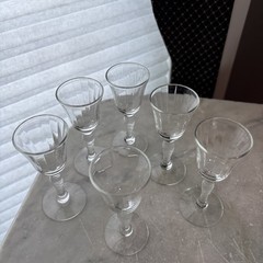 Vintage Hand-Blown Frosted Stem& Clear Optic Panel Bowl Liqueur/Aperitif 1930s